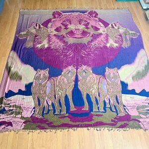 Mystical‎ Wolf Tapestry in Purple and Green